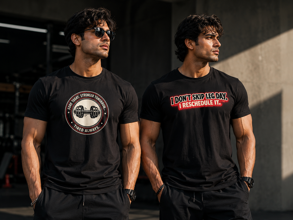 Sore Today. Stronger Tomorrow. Tired Always. – Gym Badge T-Shirt